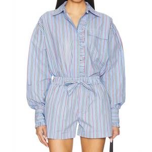 Striped Button Down Shirt - Blue